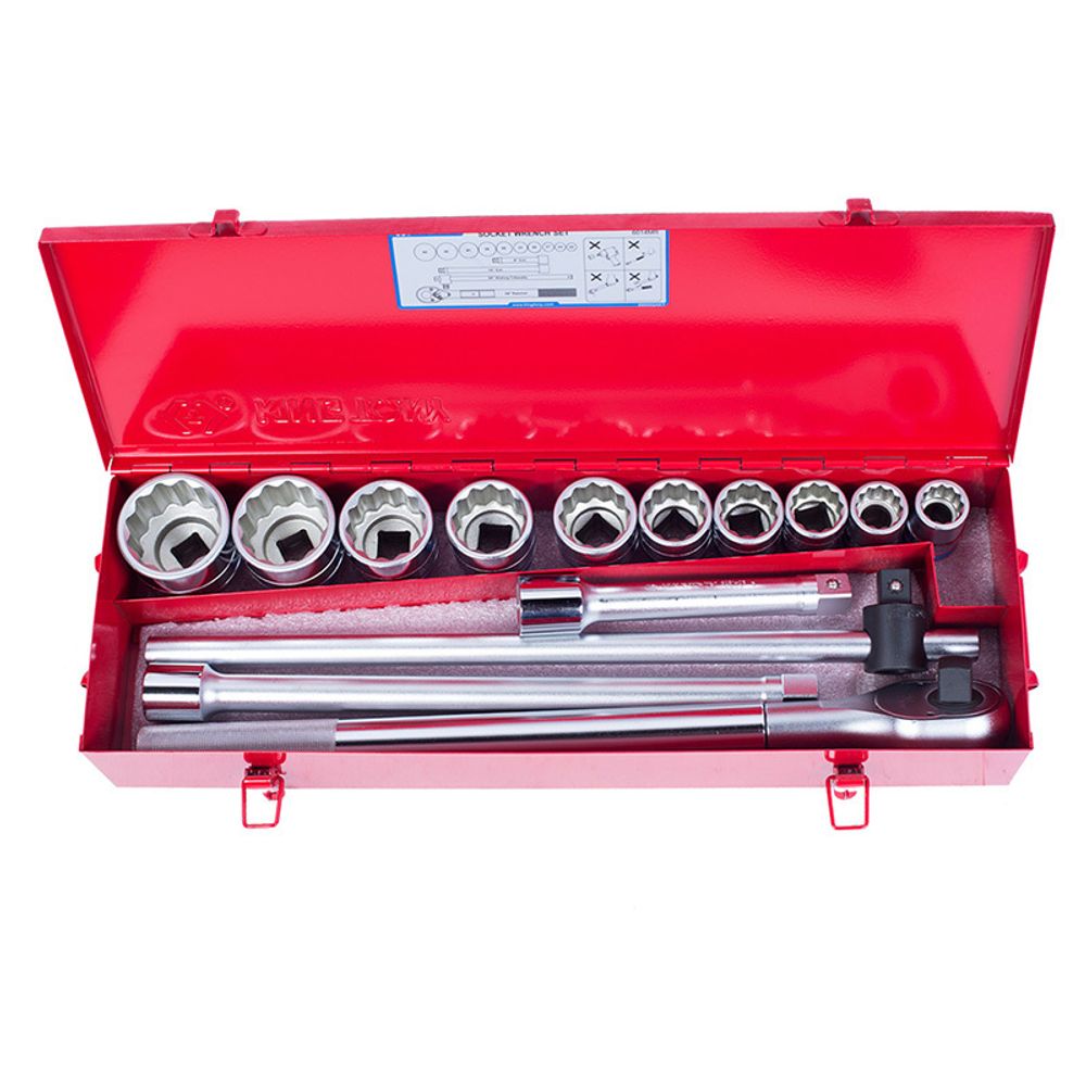 KING TONY (6014MR) Набор торцевых головок с принадлежностями 3/4", 12-гранные, 22-50 мм, 14 предметов