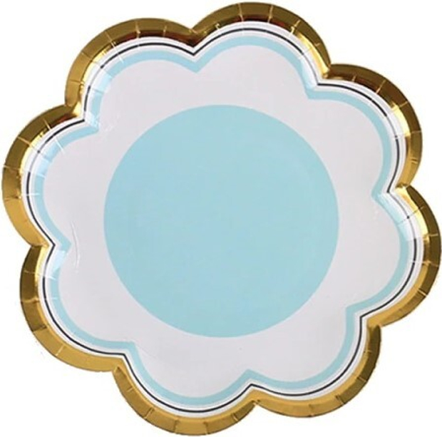 Тарелки (бол) Цветок, Голубой, Металлик