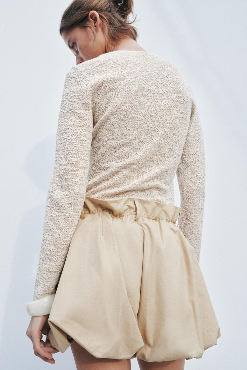 ZARA СВИТЕР С РЕЛЬЕФНЫМ УЗОРОМ, ПЕСОЧНЫЙ