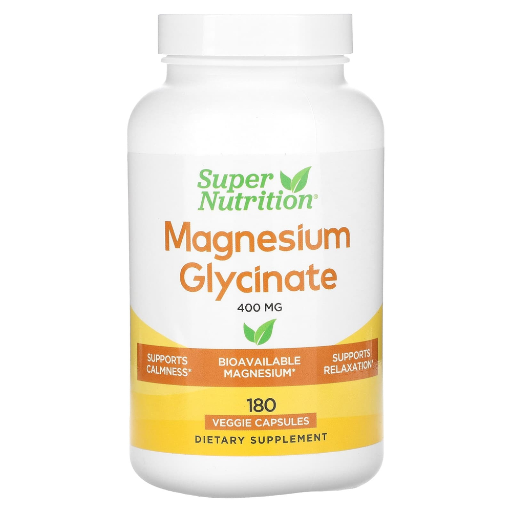 Super Nutrition, глицинат магния, 180 растительных капсул (133 мг в 1 капсуле)