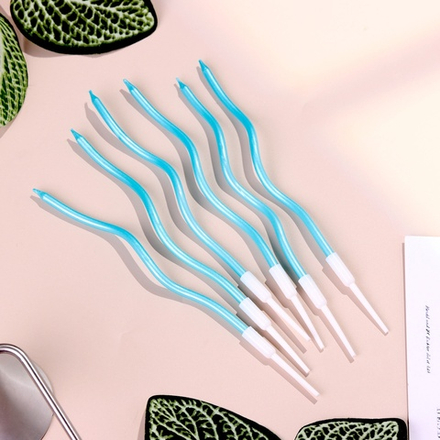 Свечи витые "Серпантин" 6 шт, 12 см, небесно-голубые