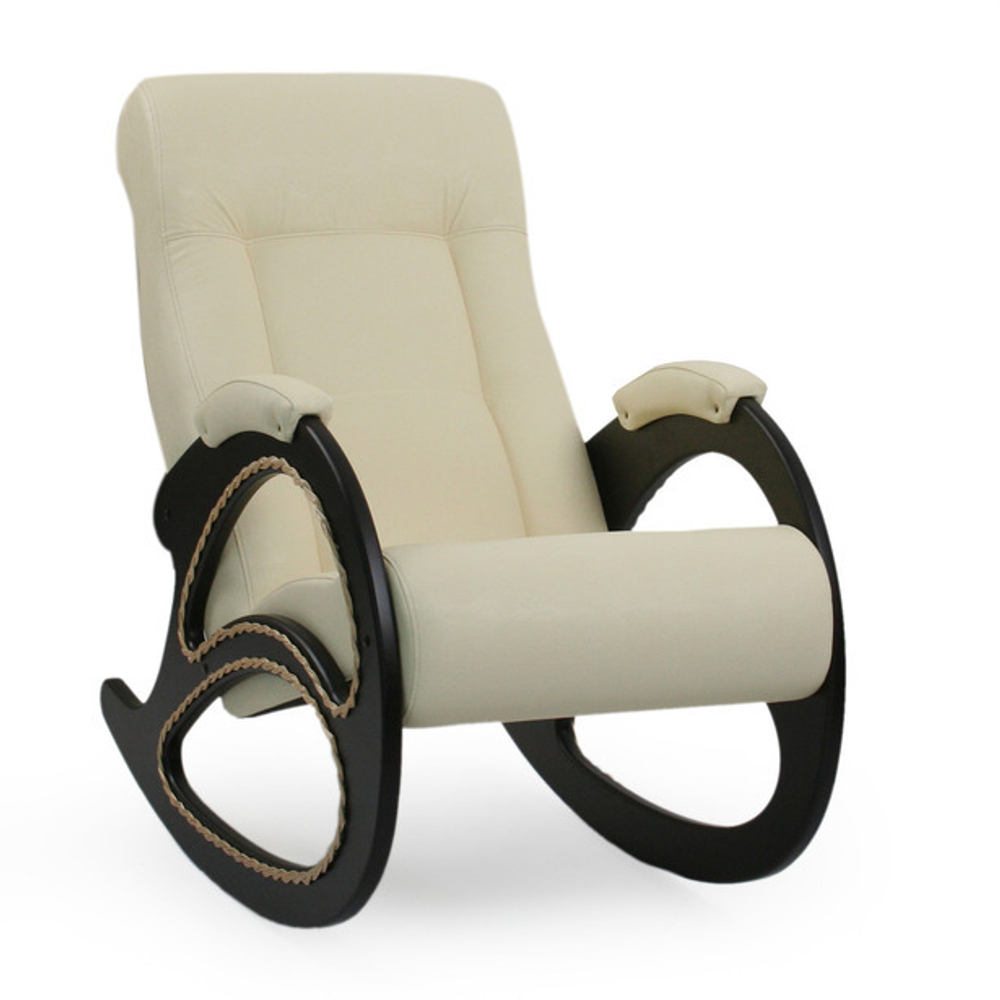 Кресло-качалка №4 каркас - Венге, экокожа - Дунди-112 (белый)