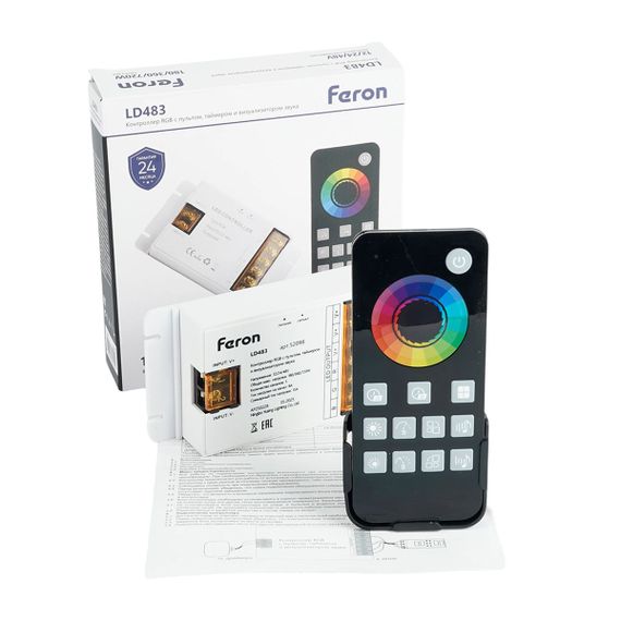 Контроллер RGB с пультом, таймером и визуализатором звука, 12-24-48V Feron LD483 52098