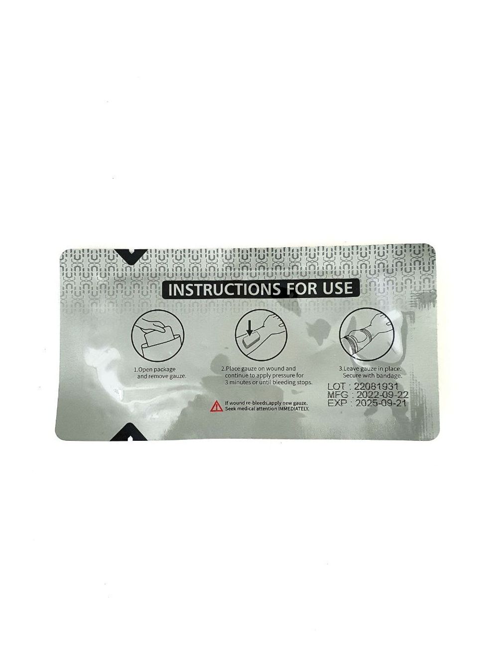 Гемостатическая марля, 100х100 mm, Rhino Rescue