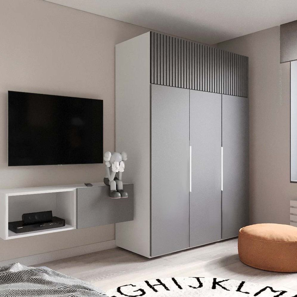 Шкаф для одежды распашной с полками Белый 200х57х220