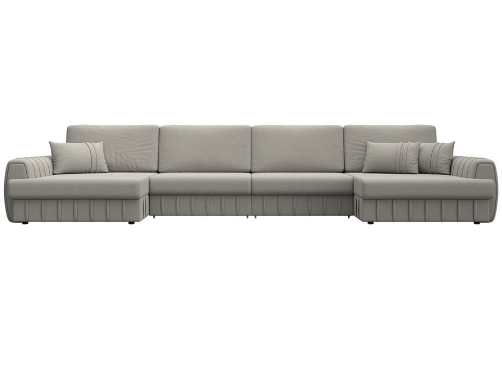 Диван П-образный Лига-057 НПБ Лонг, Амур 02 бежевый, Рогожка, 129321