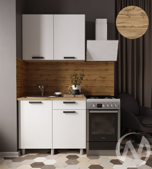 Кухня Кьяра 1.0м (корпус белый/карбон фарфор) 26мм дуб вотан