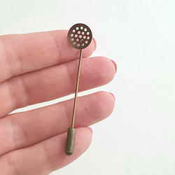 Основа - игла для броши с Кругом Бронза 6 см