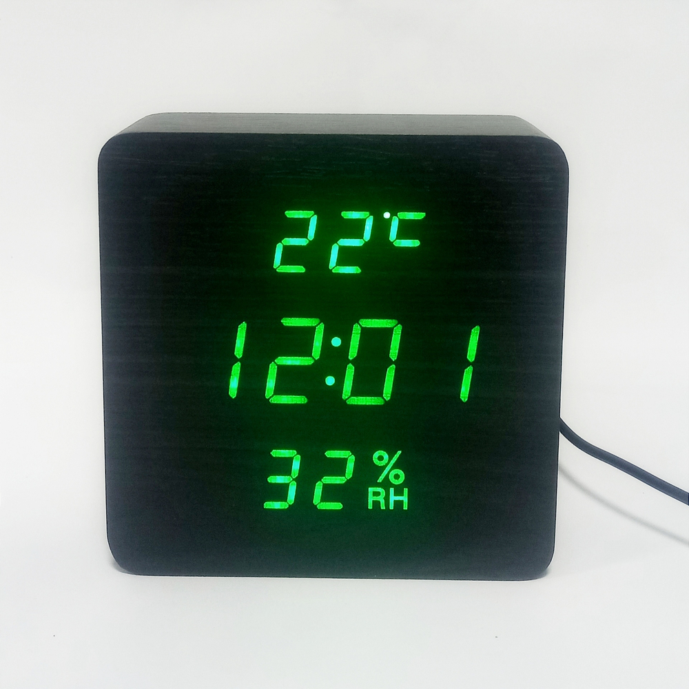 Часы VST-872S-4 Green (C/дата/деревянный корпус) USB