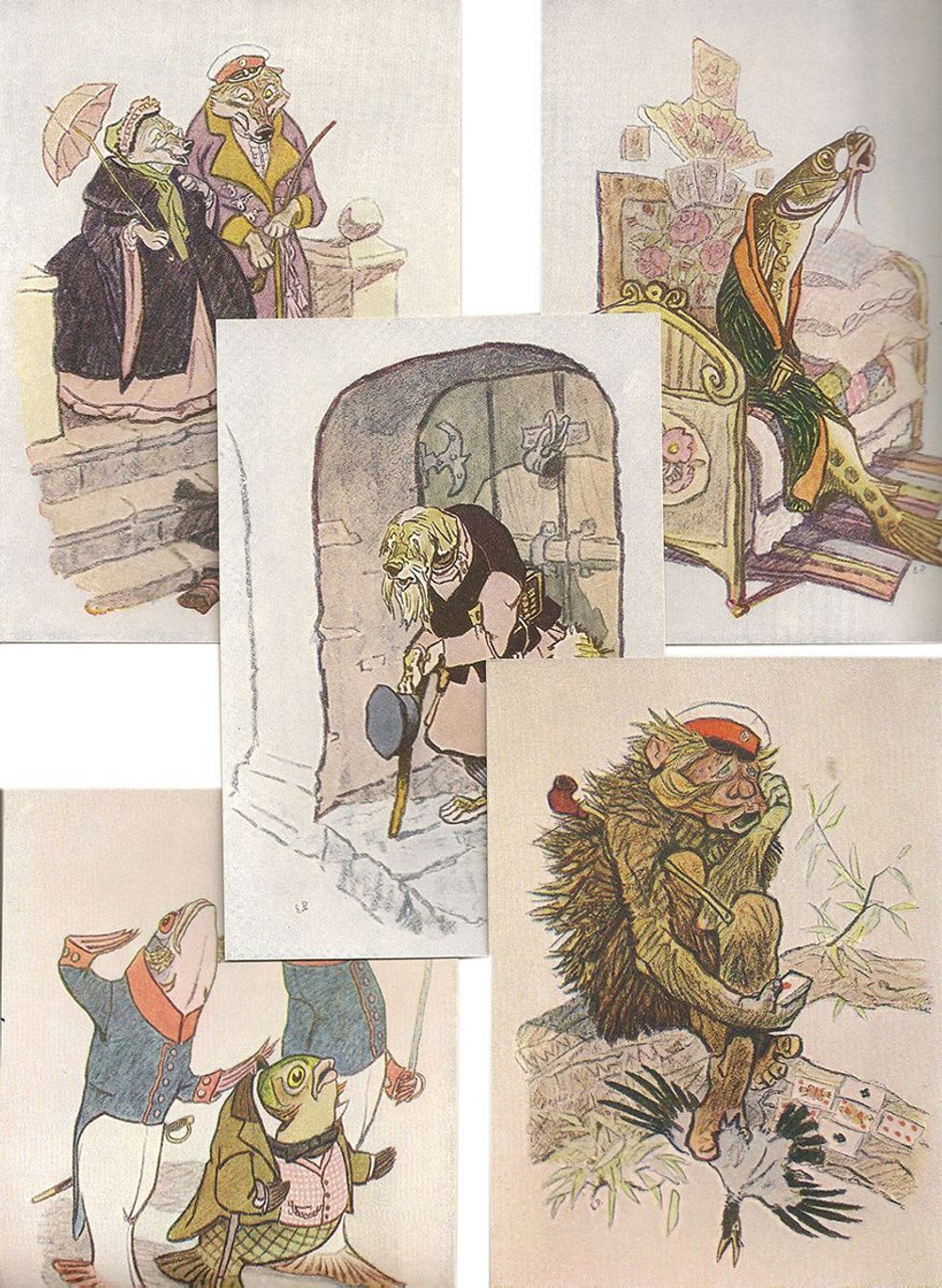 Е. Рачев. Рисунки к сказкам М. Е. Салтыкова-Щедрина (набор из 10 открыток)