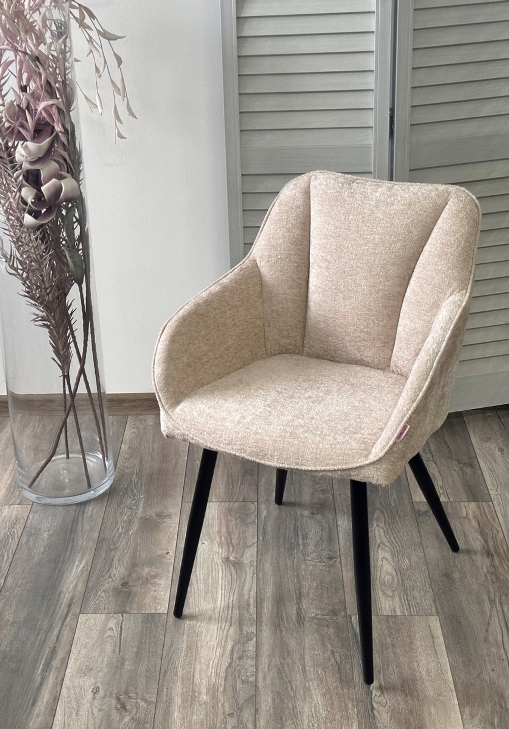 Стул М-City DISAUR Рефлет (Reflet) 3018-10 Бежевый, Шенилл, Черный каркас