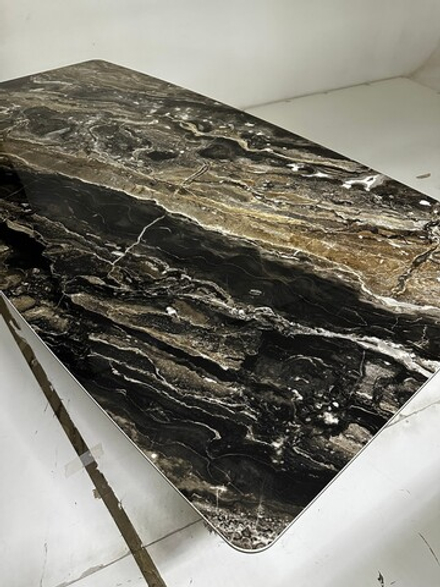 Стол М-City DISAUR Марсель 220 Риттер (Ritcher Dove Amadeus), керамика, Черный каркас