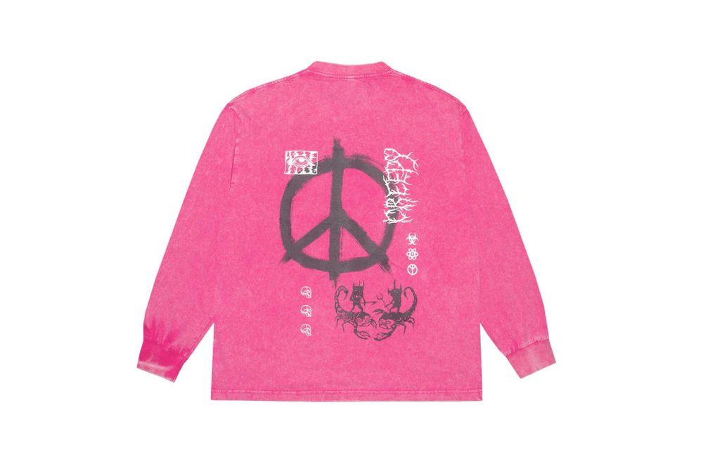 Лонгслив Creepy Clothing Скорпики garment dyed розовый