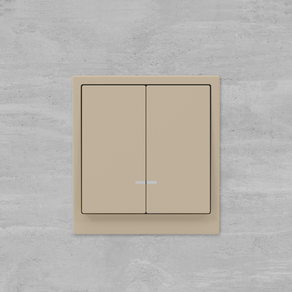 Переключатель двухклавишный с подсветкой, KANT, ванильный марципан