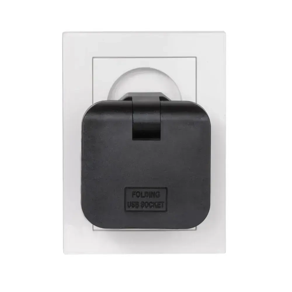 Тройник для розетки с USB плоский поворотный, USB разветвитель 180 градусов, черный усиленный тройник 16А