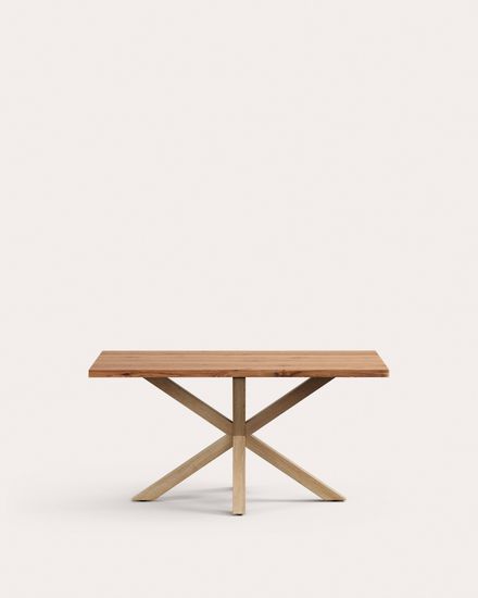 Стол Argo из дубового шпона в натуральной отделке и стальными ножками с имитацией дерева, 160 x 90 с