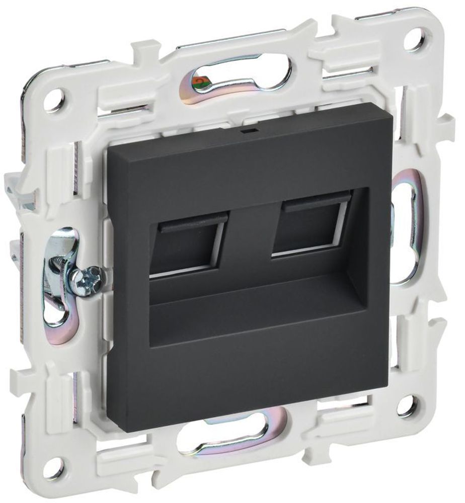 Розетка компьютерная двойн. RJ45 кат.6 SKANDY SK-K04G графит IEK SK-K20-2-K53