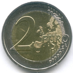 2 евро 2015 год. Греция. 30 лет флагу Европейского союза. Биметалл UNC