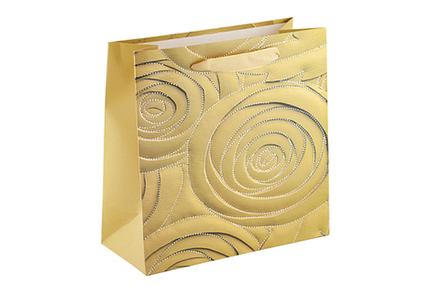 Пакет бумажный "Золотые розы" 25х25х11см