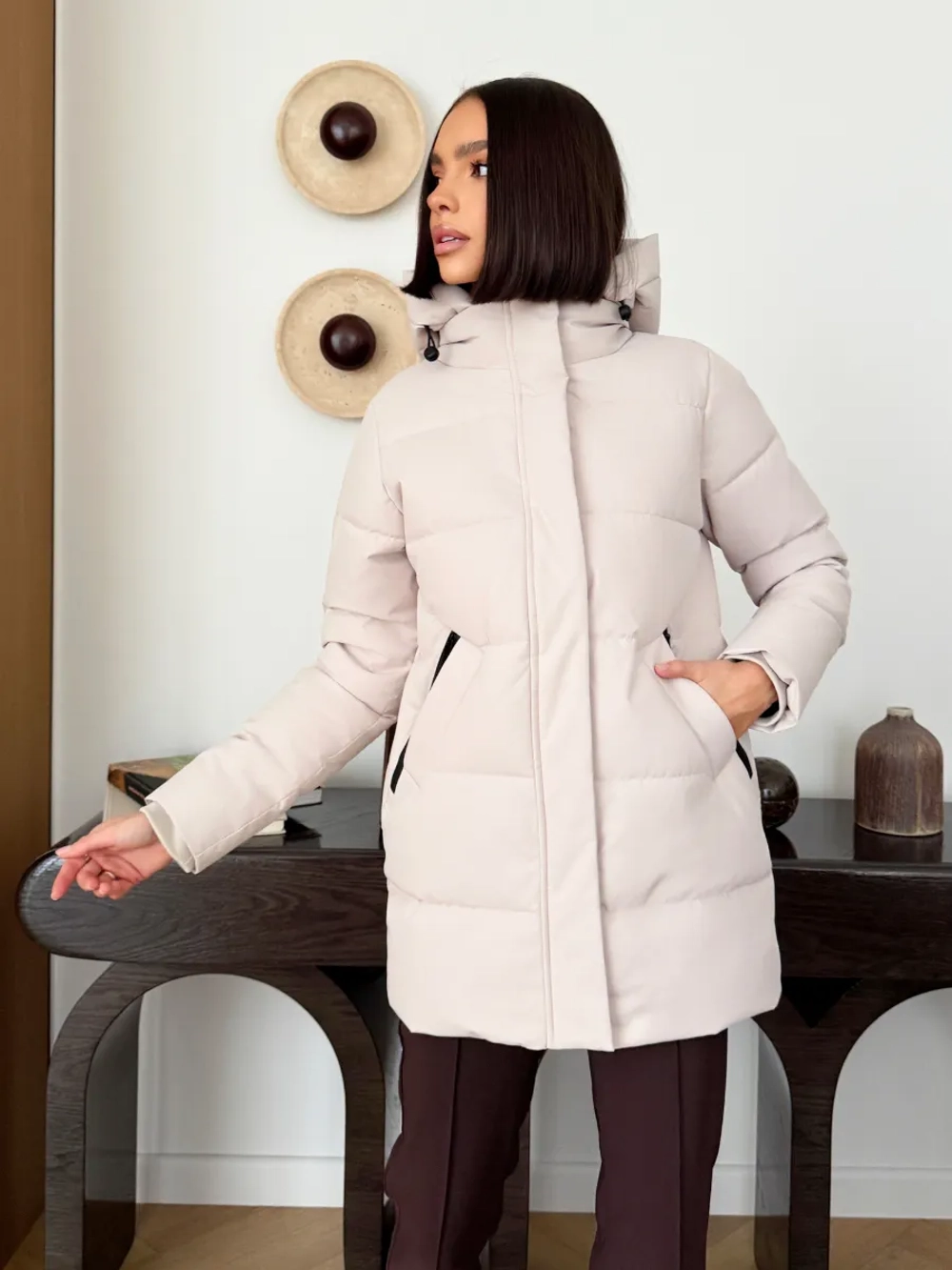 Куртка весенняя удлиненная со съемным капюшоном