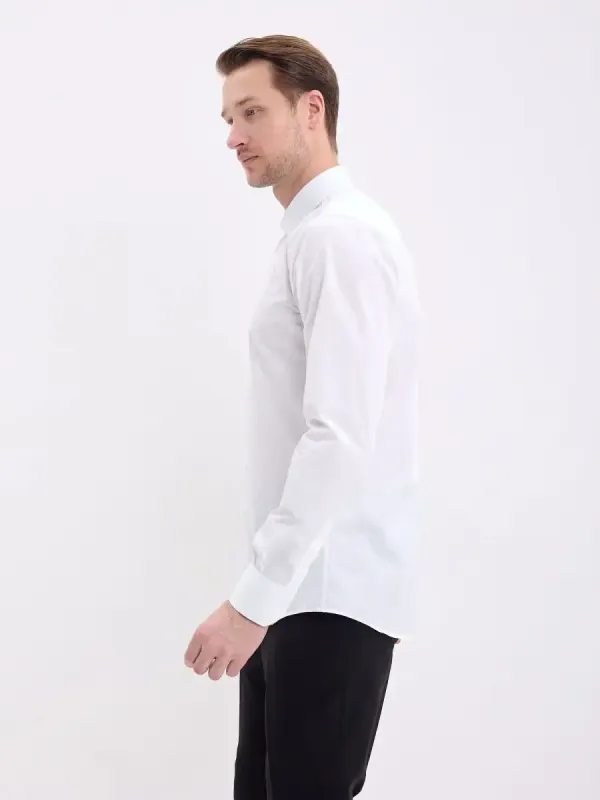 Рубашка на высокий рост LONG SLIM FIT с длинным рукавом, белая