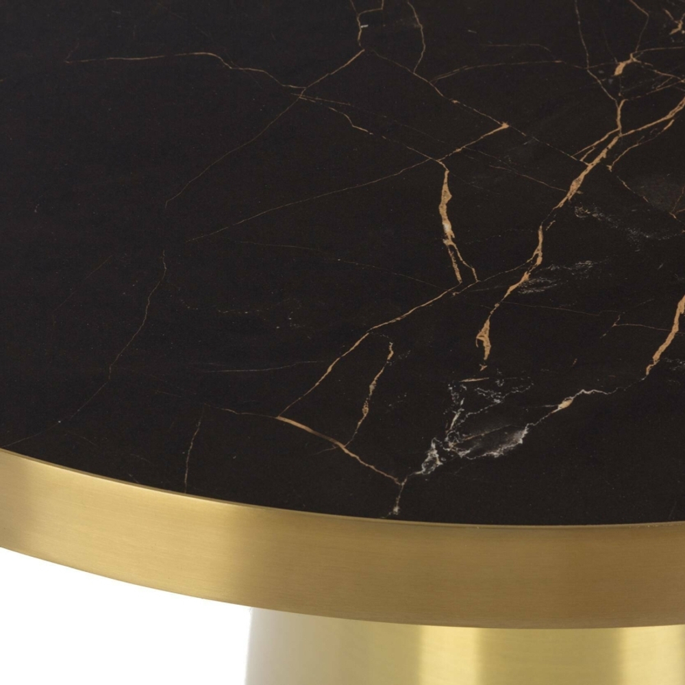 Кофейный столик Vaso Marable диаметр 80 мрамор, черный, бронзовый
