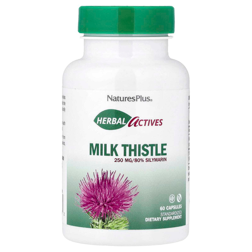 NaturesPlus, Herbal Actives, расторопша, 250 мг, 60 капсул