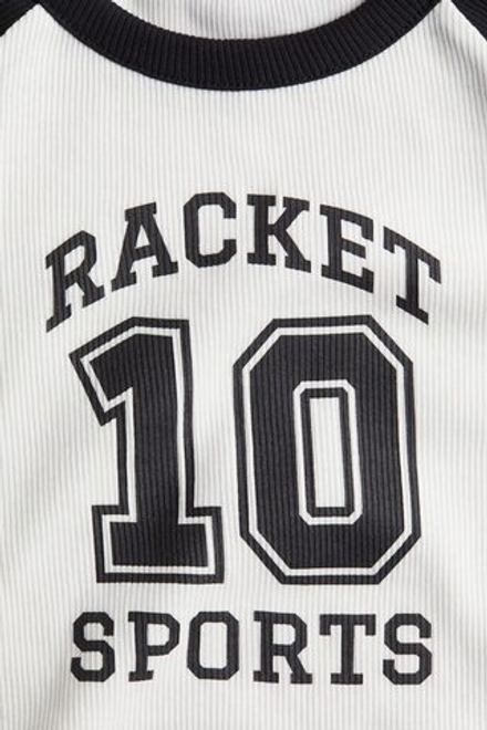 H&M Футболка из хлопка с принтом, белый/черный