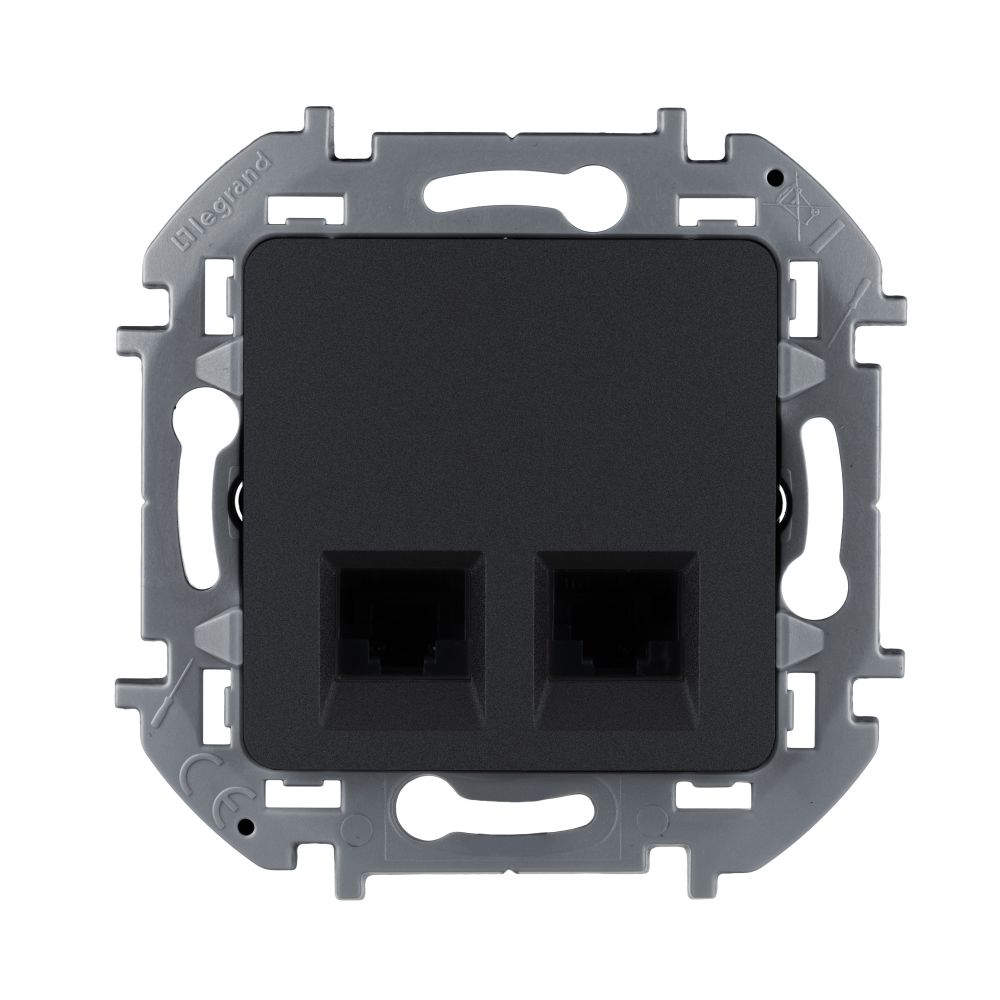 Розетка компьютерная двойная RJ45 категория 5e UTP антрацит Inspiria Legrand