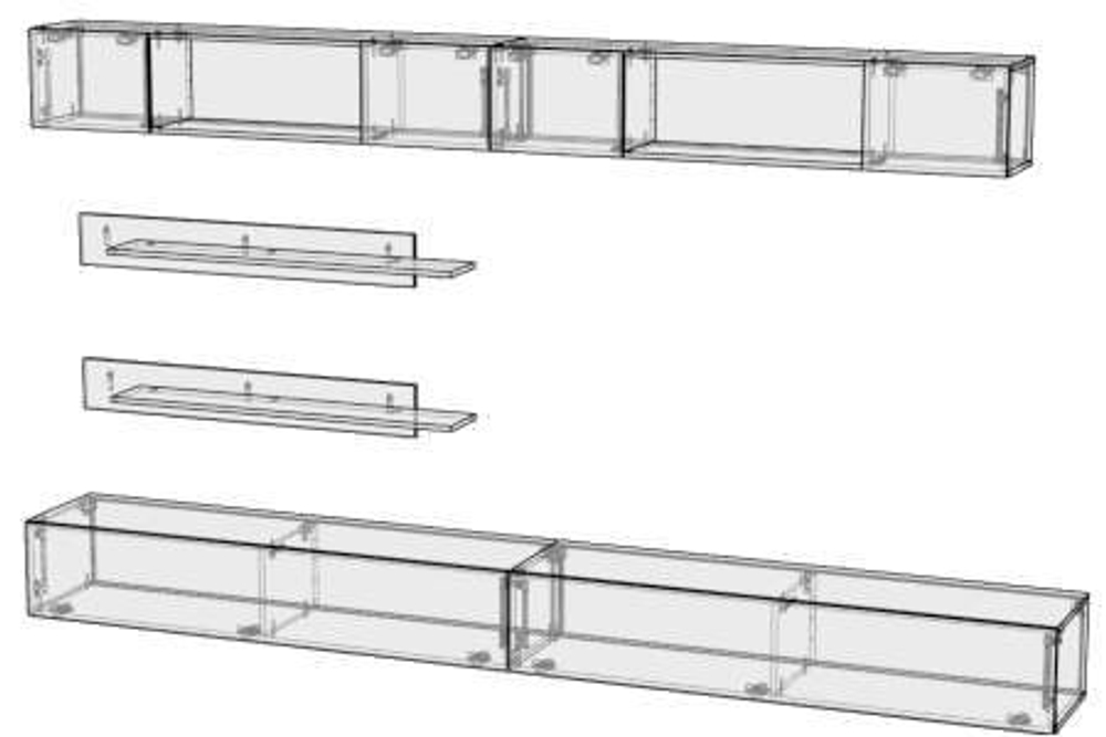 Гостиная 3 МДФ (черная) / Белый Фасадный 0101 320*40*180 см, Черный, Белый Фасадный   Фиеста