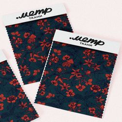 Ткань флис красные цветы узорные