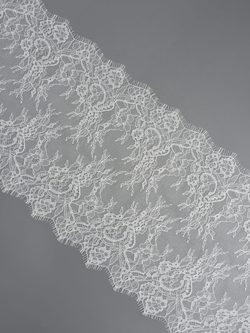 Кружево шантильи теплое белое неэластичное ширина 22 см купон 2.9 м