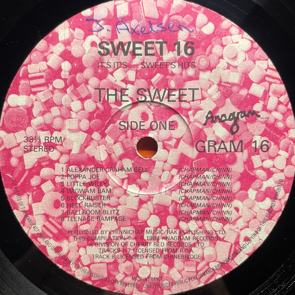 The Sweet ‎– Sweet 16: It's It's....Sweet's Hits (Франция 1984г.)
