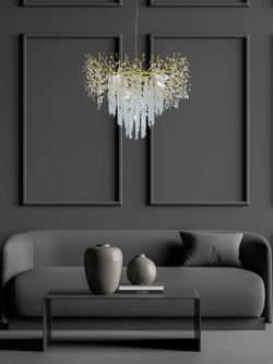 Люстра подвесная Lanbos, 12 ламп Е14, 480 Вт, до 30 кв м, золотая