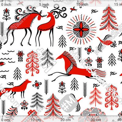 Лесные животные. Мезенская роспись (Дизайнер Irina Skaska) by Irina Skaska 150 DPI