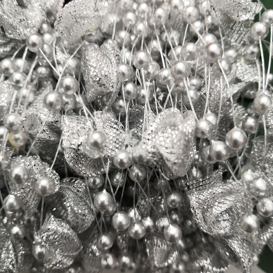 Бусы на леске с розочкой (Серебро)