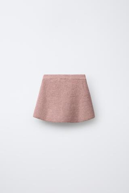 ZARA ТРИКОТАЖНАЯ ЮБКА С БАНТИКАМИ, РОЗОВЫЙ МЕЛАНЖ
