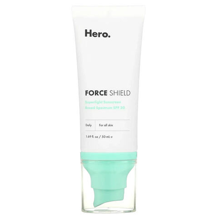 Hero Cosmetics, Force Shield, сверхлегкое солнцезащитное средство, SPF 30, 50 мл (1,69 жидк. унц.)