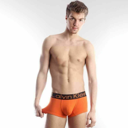 Мужские трусы боксеры оранжевые с черной резинкой Calvin Klein Steel Orange Black Waistband Boxer
