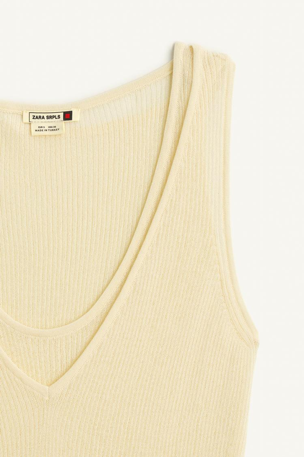 ZARA ДВУХСЛОЙНЫЙ ТРИКОТАЖНЫЙ ТОП, ЖЕЛТЫЙ
