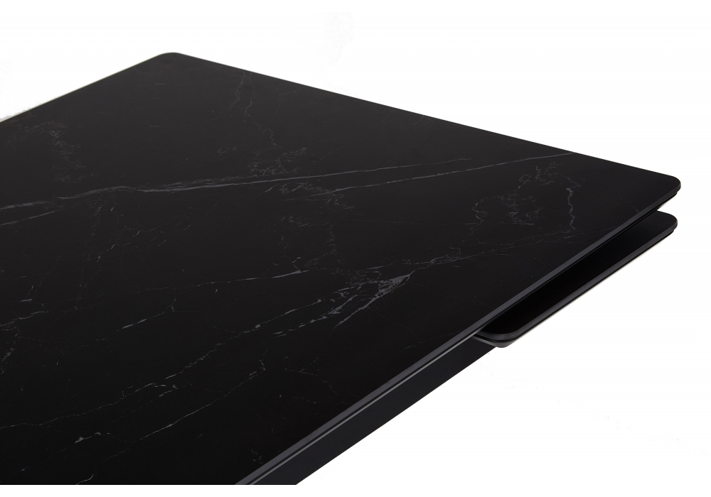 Керамический стол Woodville Старлайт 140 (200) х 80 shakespeare black, черный, ножки черные