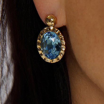 Серьги Qudo TIVOLA UNICA big (G/P) Aquamarine 2,65 cm 332028