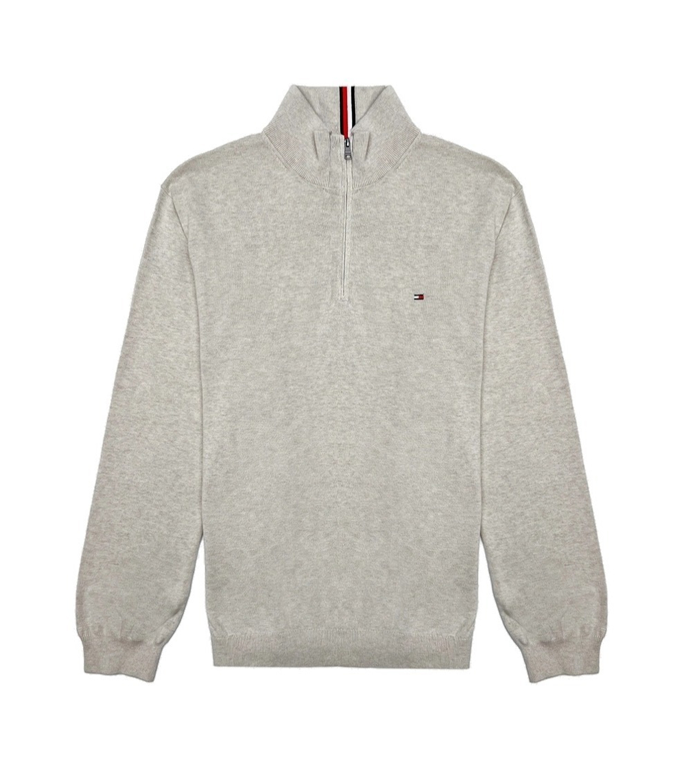 Свитер Tommy Hilfiger Solid Logo Quater-Zip Beige Heather