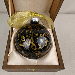 Шар новогодний с круговой росписью Палех "Год лошади" в футляре