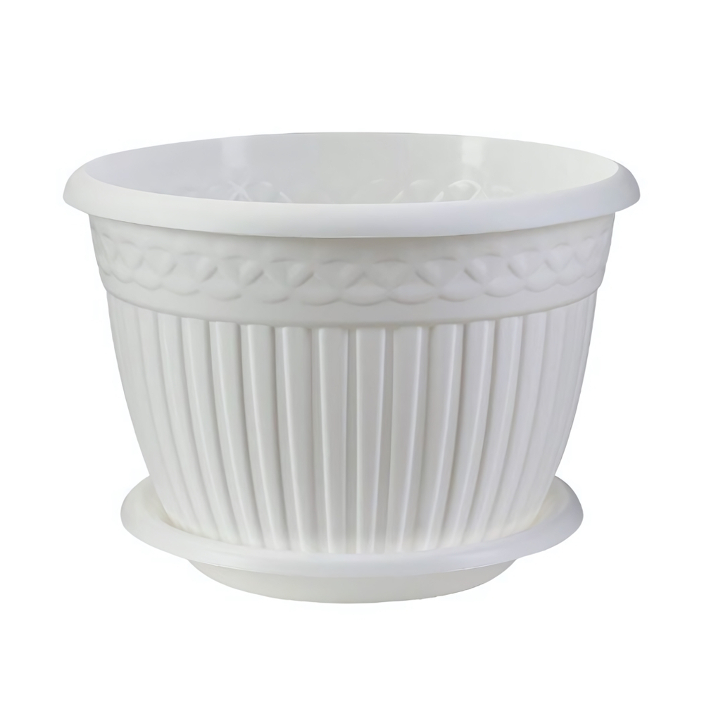 Кашпо "Византия" (15л.) с блюдцем Цв. Белый