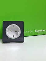 Schneider Electric Mureva Styl Антрацит Розетка с/з шторками и крышкой, IP55, Schneider Electric, MUR36134