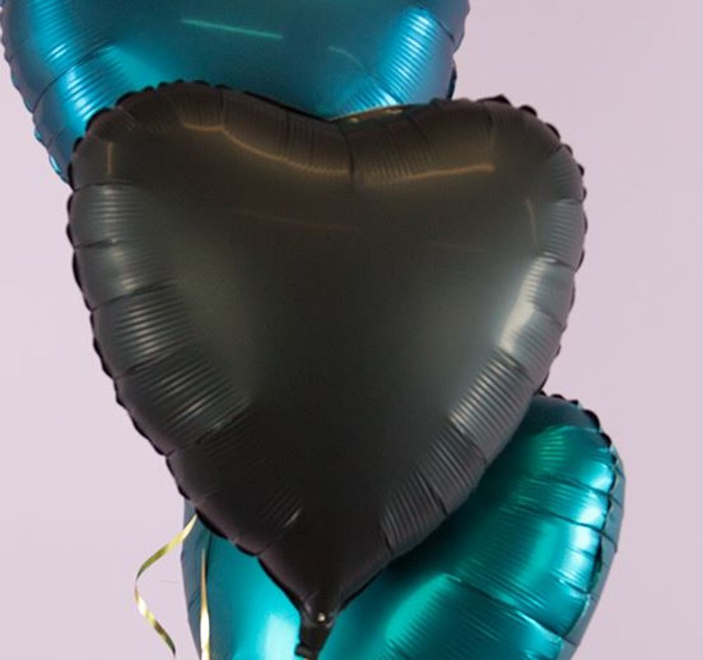 G Шар Сердце 18'' / 46 см, Черный сатин (БГ-15)