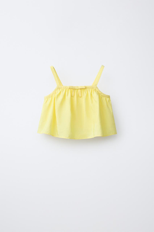 ZARA КРОП-ТОП ИЗ ТАФТЫ, ЖЕЛТЫЙ