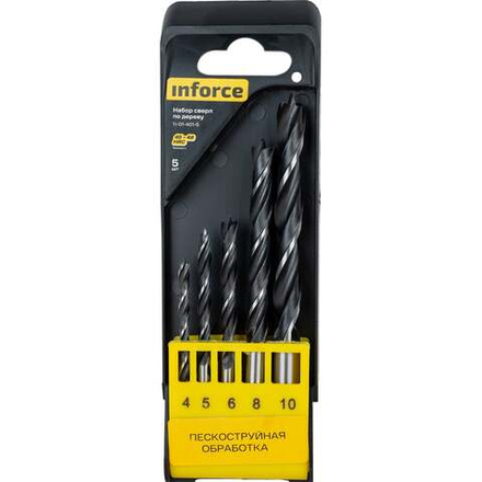 Набор сверл по дереву 5 шт (4,5,6,8,10мм) Inforce 11-01-401-5