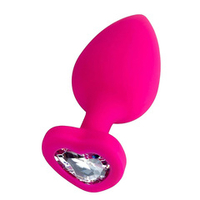 Розовая анальная втулка 9,5см с прозрачным кристаллом ToyFa ToDo Diamond Heart 357027